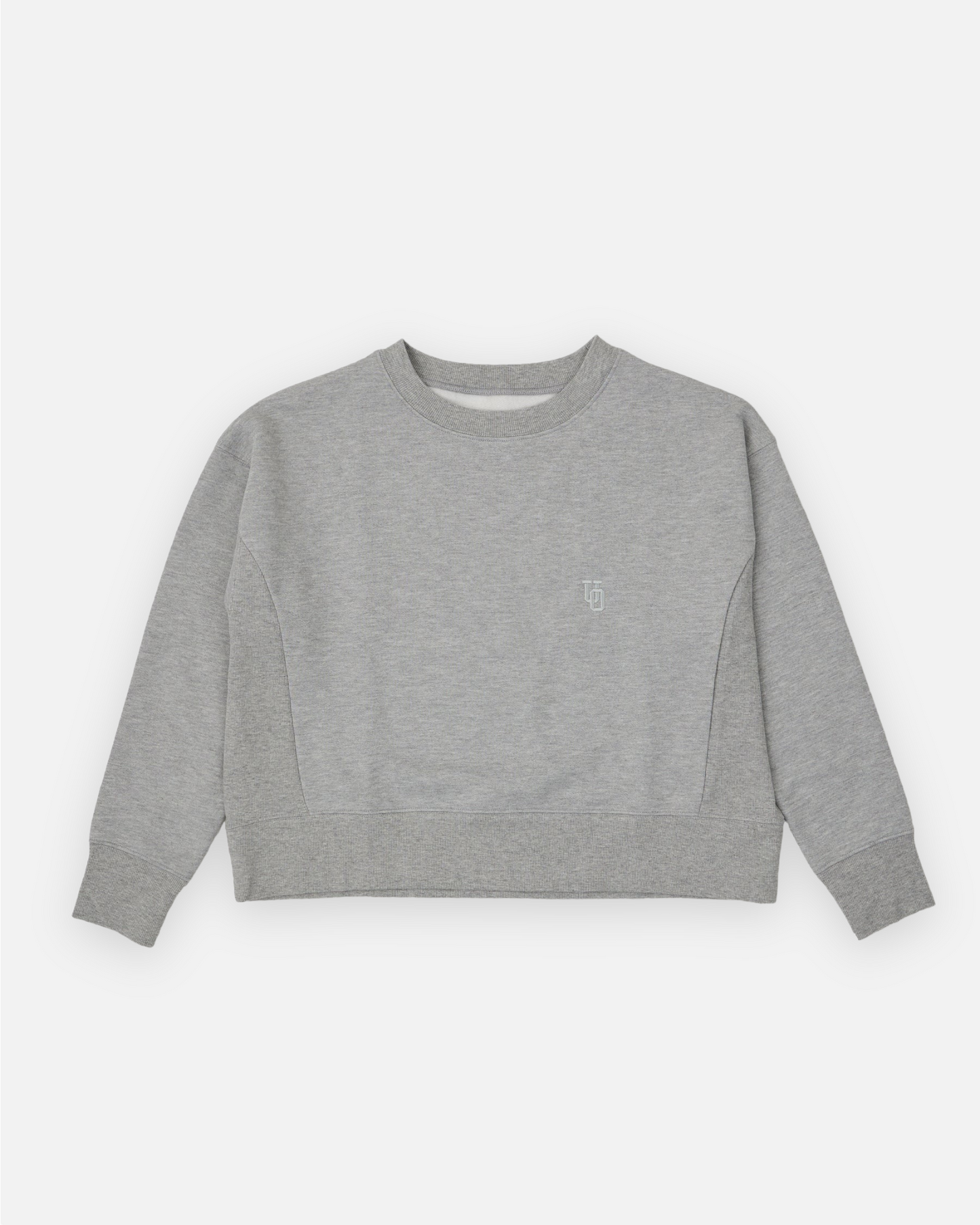 UNIVERSAL OVERALL WOMEN'S UO EMBROIDERY SWEAT CREW 30/7 T/C SWEAT (HEATHER GRAY)