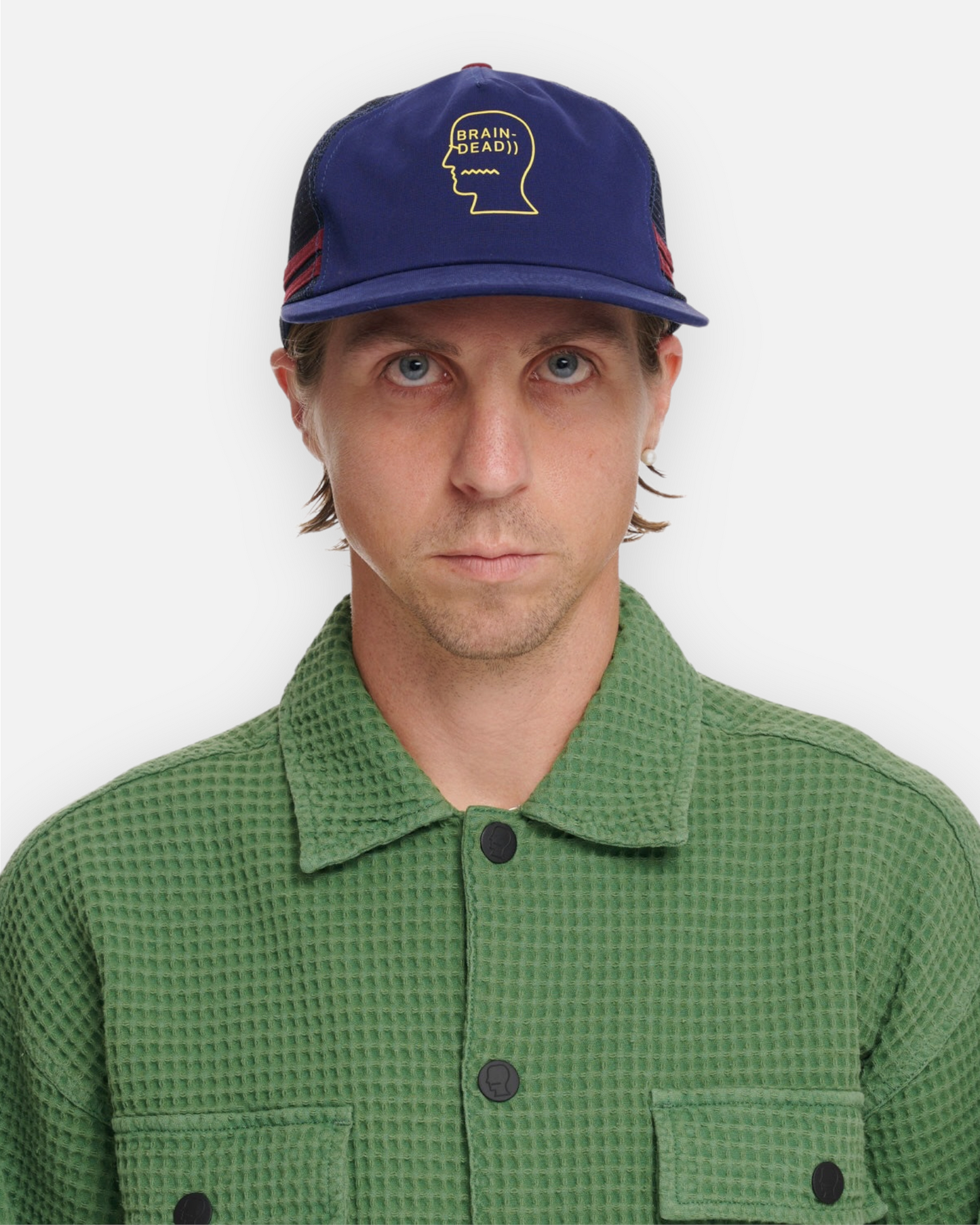 BRAIN DEAD LOGOHEAD 5 PANEL TRUCKER CAP (NAVY)