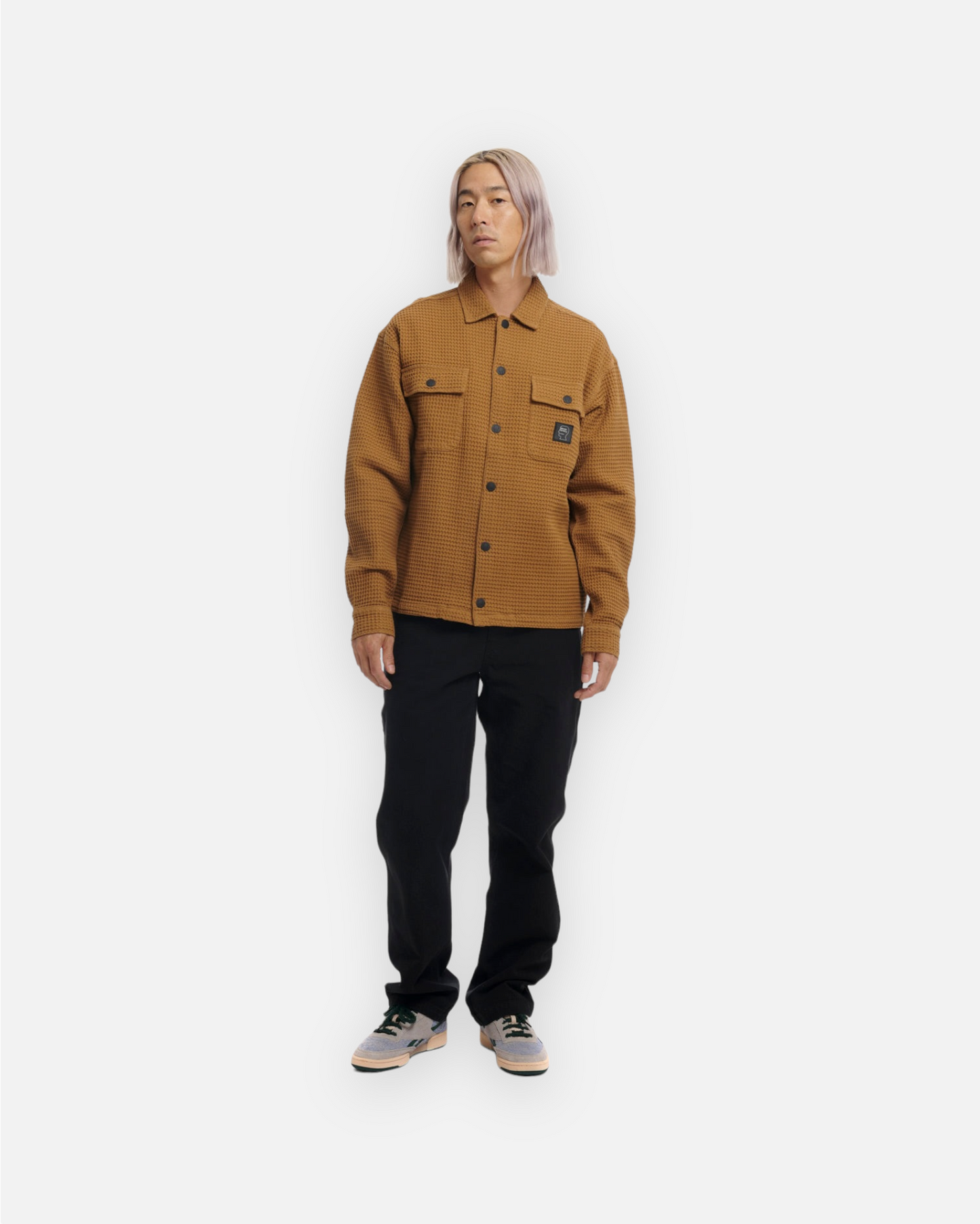 BRAIN DEAD WAFFLE SNAP FRONT SHIRT (LIGHT BROWN)