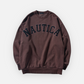 NAUTICA KNIT ACTIVE HEAVY WEIGHT SWEAT GARMENT DYED ARCHLOGO CREW (BURGUNDY, 6WW)