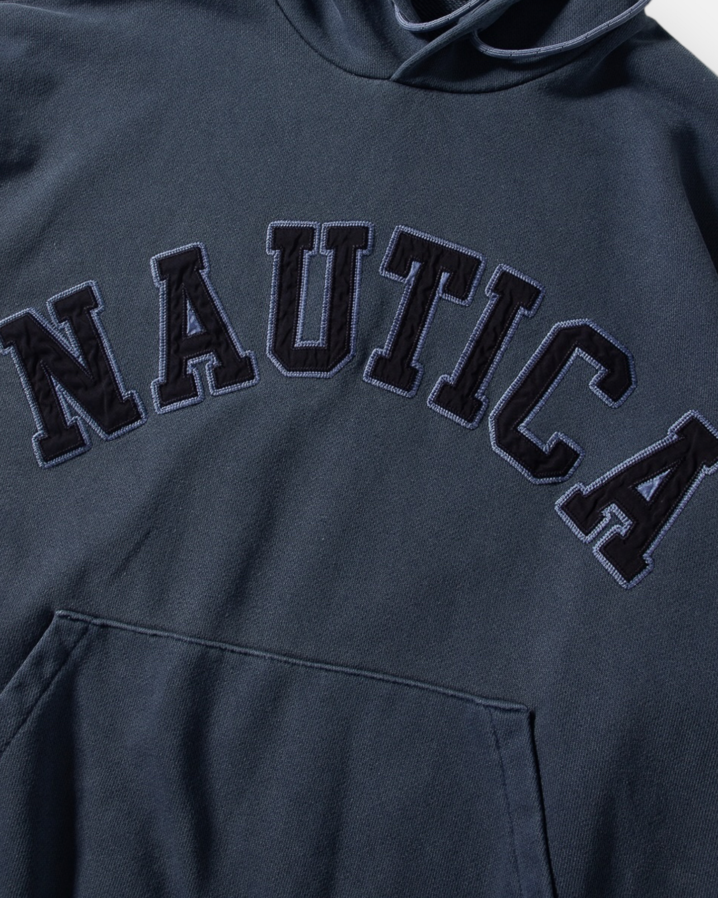 NAUTICA KNIT ACTIVE HEAVY WEIGHT SWEAT GARMENT DYED ARCHLOGO HOODIE (NAVY, 4NV)