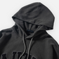 NAUTICA KNIT ACTIVE HEAVY WEIGHT SWEAT GARMENT DYED ARCHLOGO HOODIE (CHARCOAL, 01C)