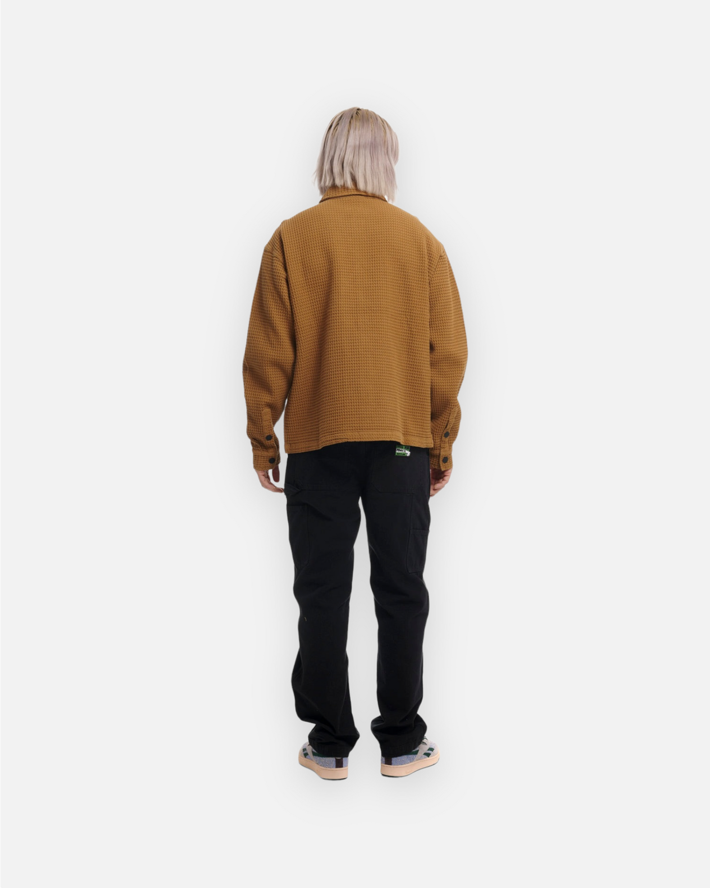 BRAIN DEAD WAFFLE SNAP FRONT SHIRT (LIGHT BROWN)