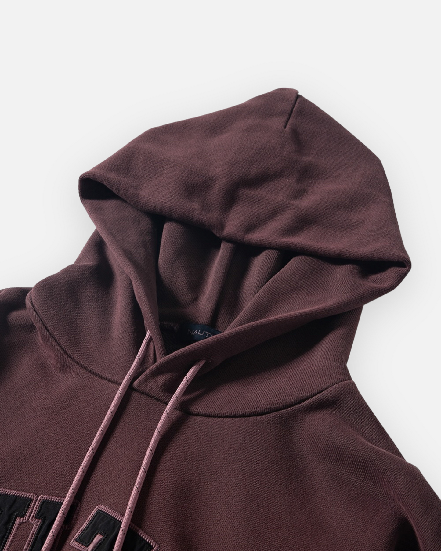 NAUTICA KNIT ACTIVE HEAVY WEIGHT SWEAT GARMENT DYED ARCHLOGO HOODIE (BURGUNDY, 6WW)