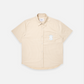 ADLV x LISA A LOGO EMBLEM PATCH STRIPE SHORT SLEEVE SHIRT (BEIGE)