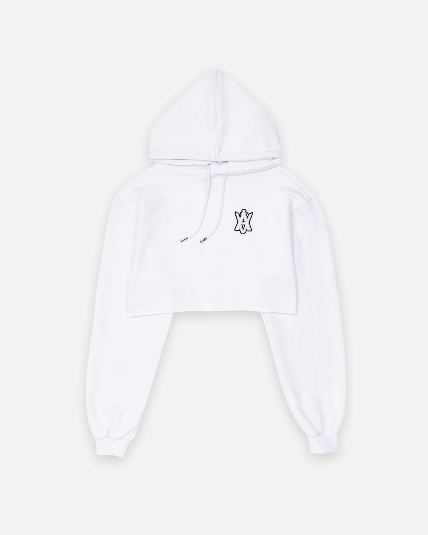 ADLV x LISA A LOGO EMBLEM PATCH CROP HOODIE (WHITE)