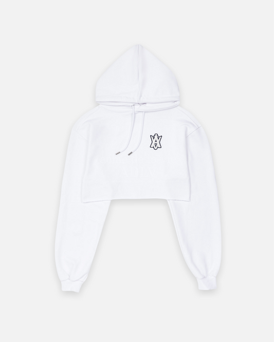 ADLV x LISA A LOGO EMBLEM PATCH CROP HOODIE (WHITE)