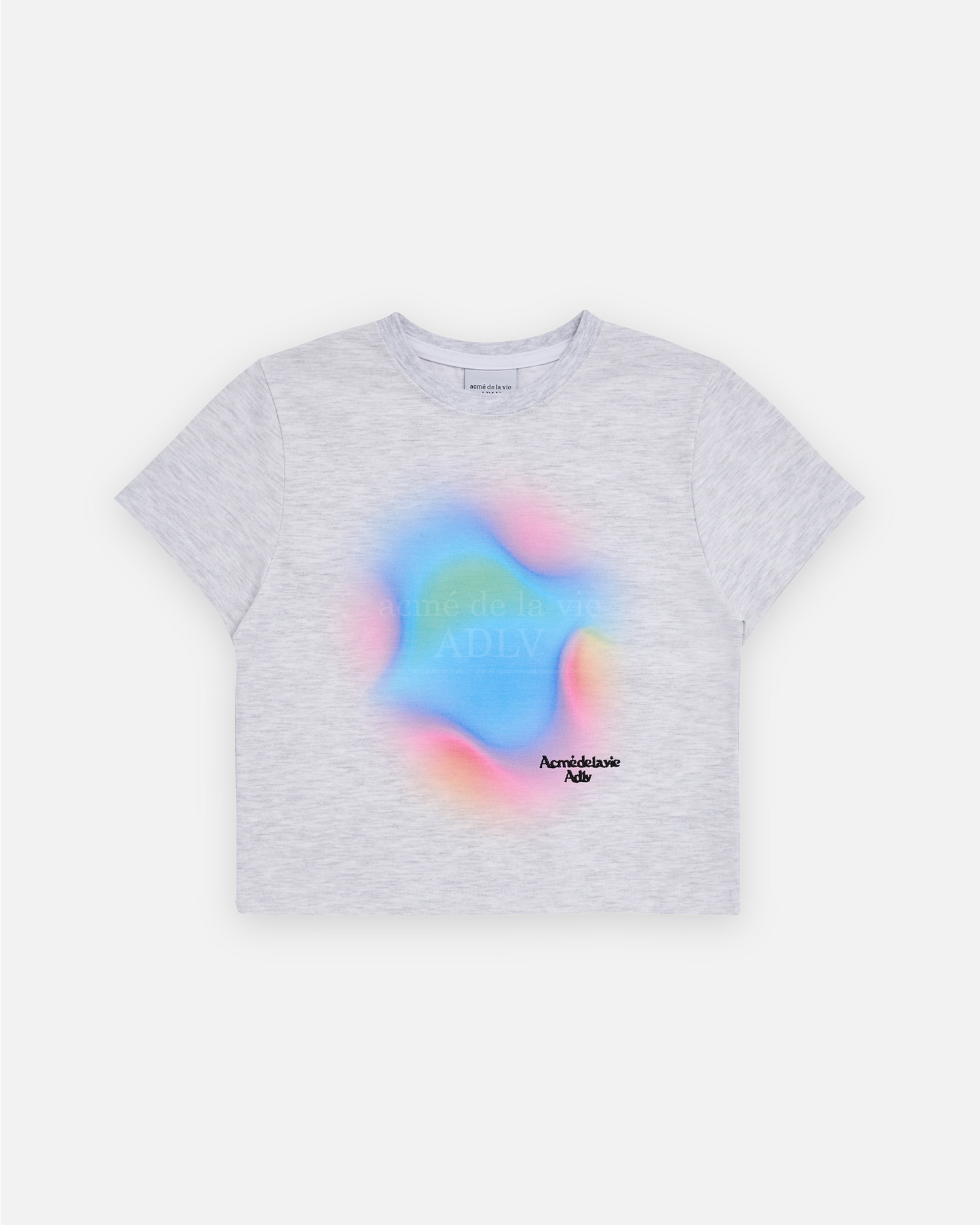 RAINBOW GRADATION ARTWORK CROP TOP SHORT SLEEVE T-SHIRT MELANGE