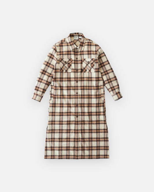 GRAMICCI FLANNEL SHIRT DRESS (BEIGE)