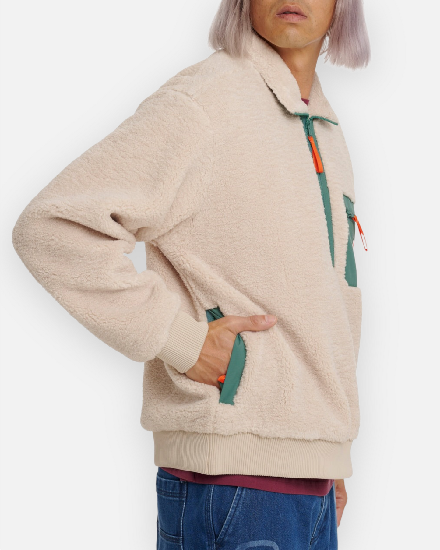 BRAIN DEAD YIN YANG HALF ZIP JACKET (CREAM)