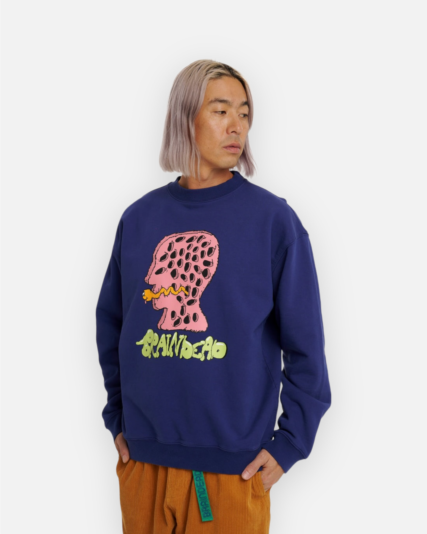 BRAIN DEAD WORM HOLE CREWNECK (SLATE)