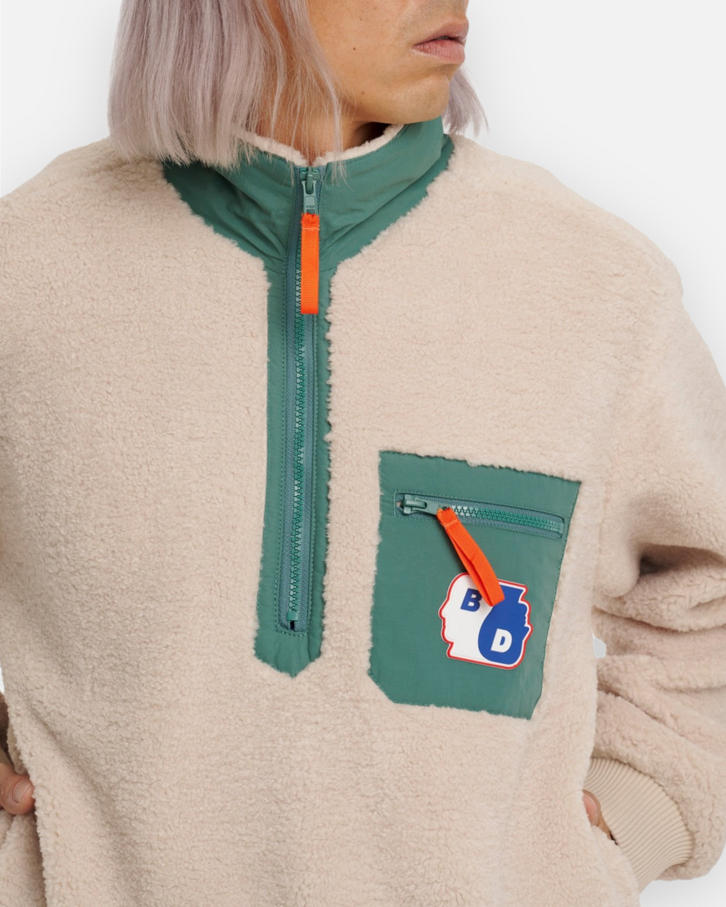 BRAIN DEAD YIN YANG HALF ZIP JACKET (CREAM)