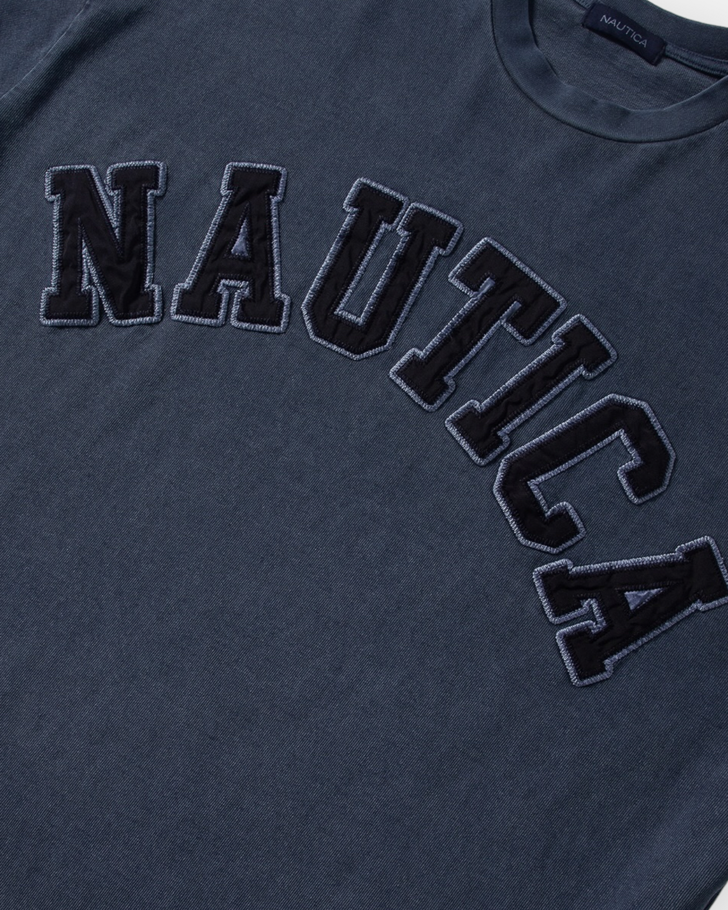 NAUTICA L/S T-SHIRTS TOO HEAVY GARMENT DYED ARCHLOGO L/S TEE (NAVY, 4NV)