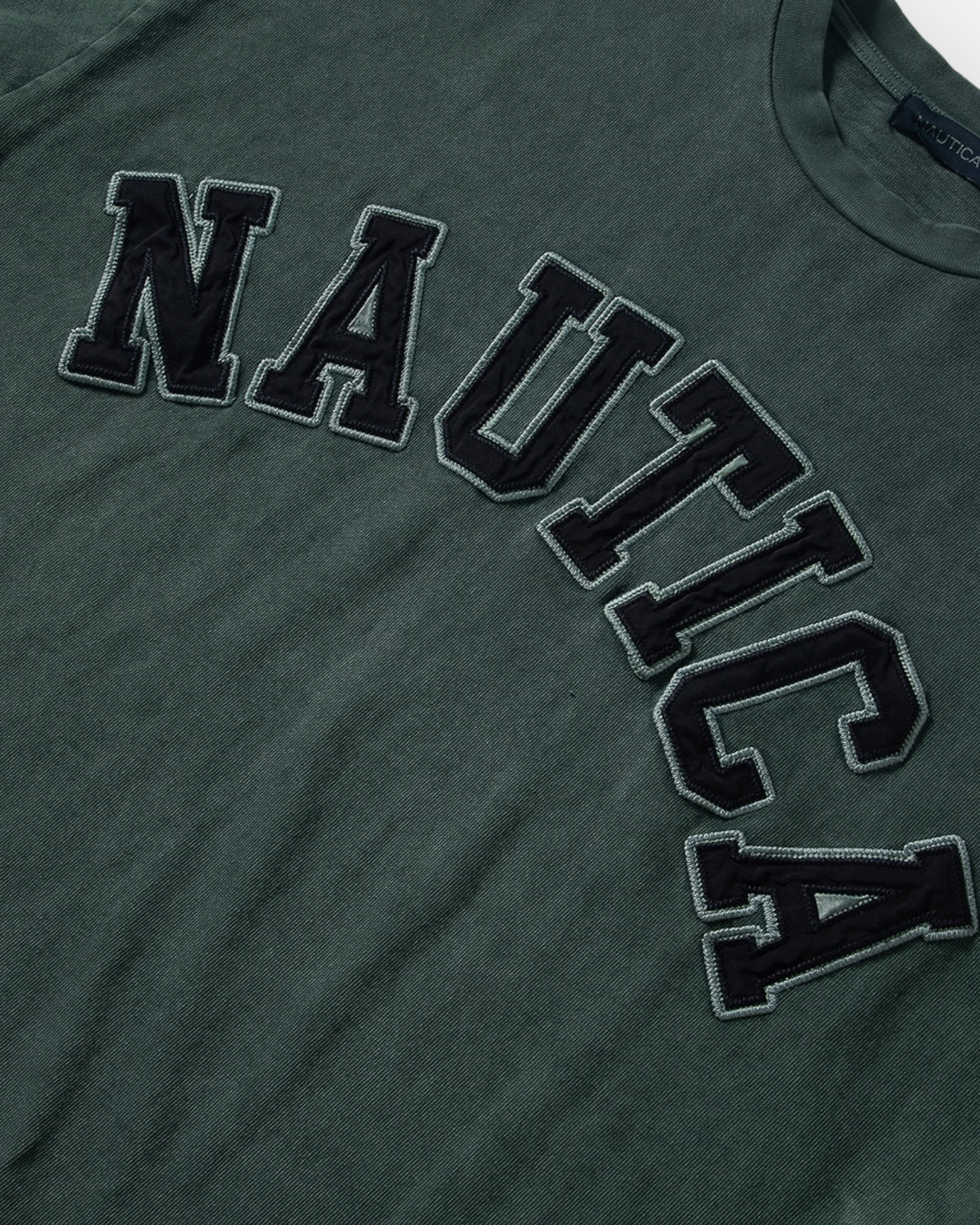 NAUTICA L/S T-SHIRTS TOO HEAVY GARMENT DYED ARCHLOGO L/S TEE (GREEN, 3UE)