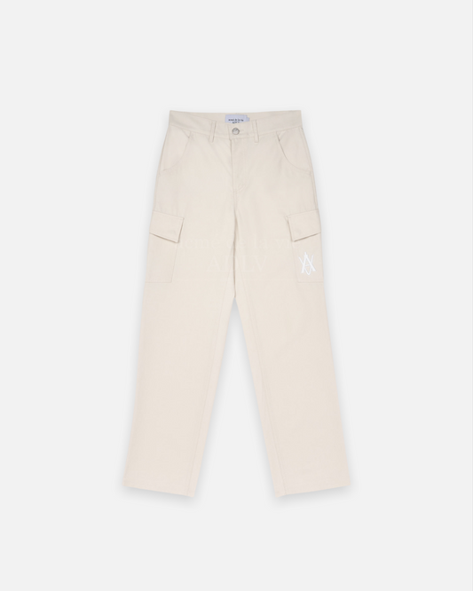ADLV x LISA A LOGO EMBLEM EMBROIDERY CARGO PANTS (IVORY)