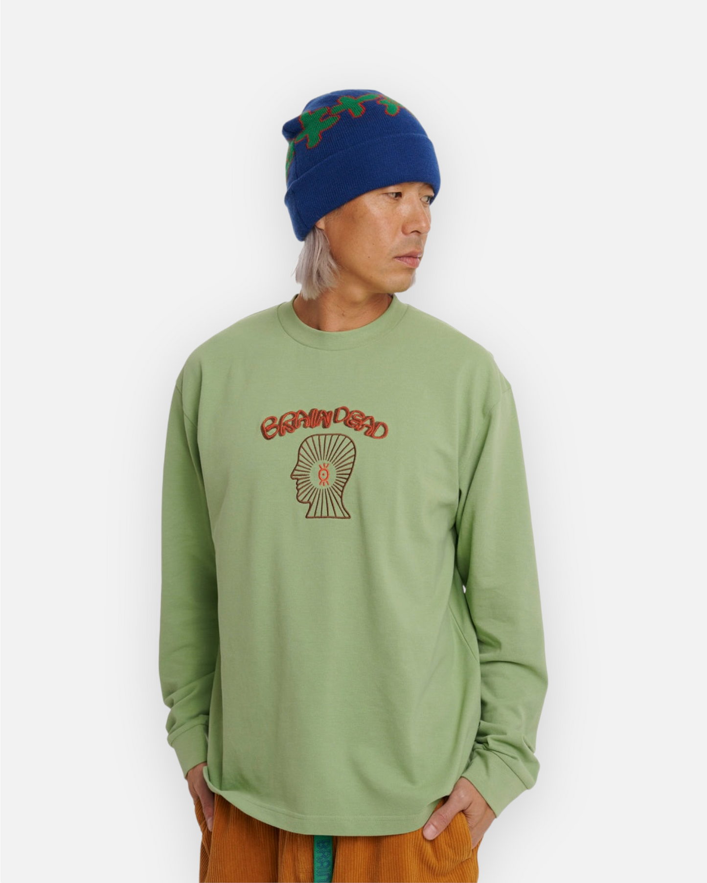 BRAIN DEAD ORACLE PIQUE LONG SLEEVE SHIRT (SEAFOAM)