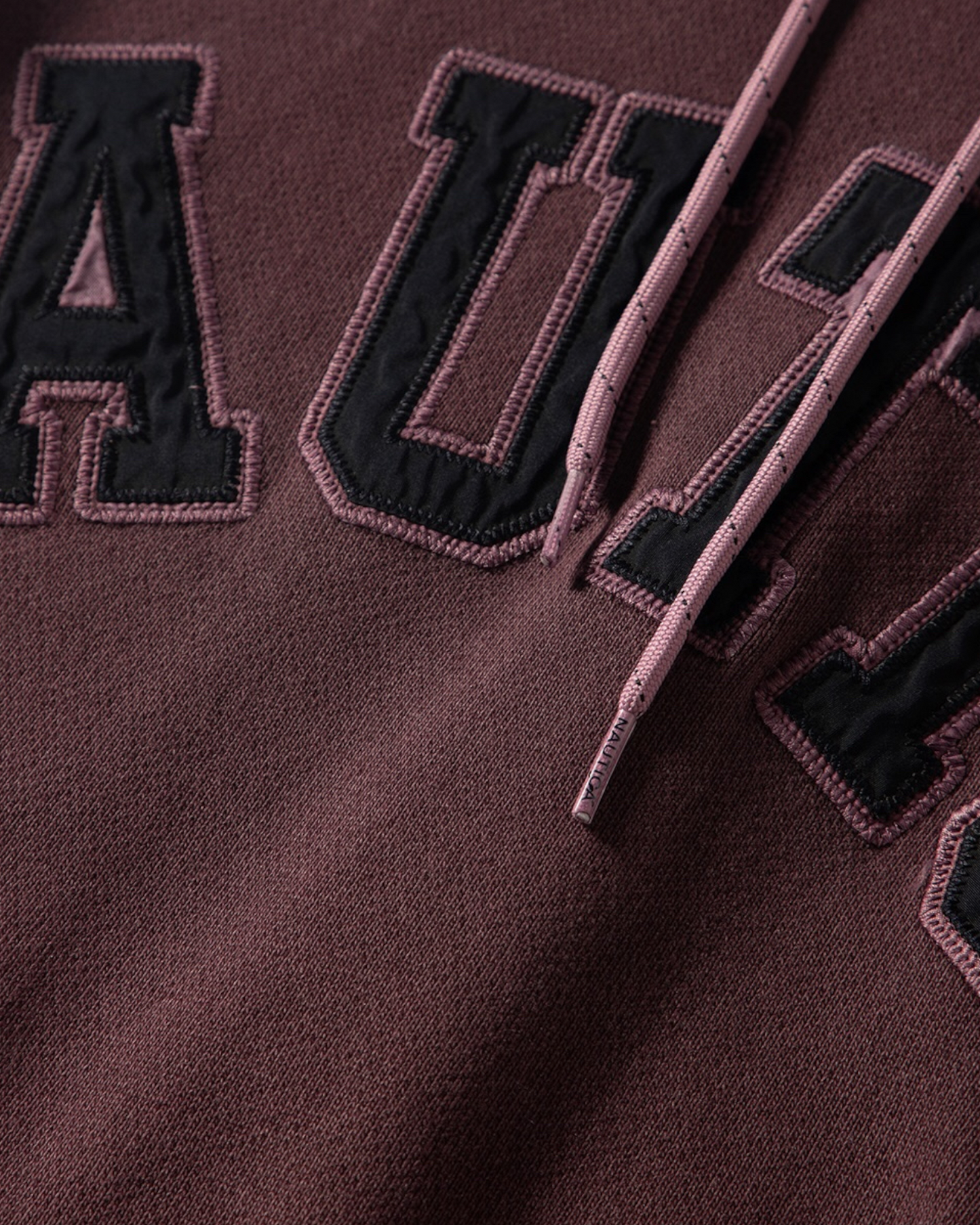 NAUTICA KNIT ACTIVE HEAVY WEIGHT SWEAT GARMENT DYED ARCHLOGO HOODIE (BURGUNDY, 6WW)