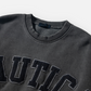 NAUTICA KNIT ACTIVE HEAVY WEIGHT SWEAT GARMENT DYED ARCHLOGO CREW (CHARCOAL, 01C)