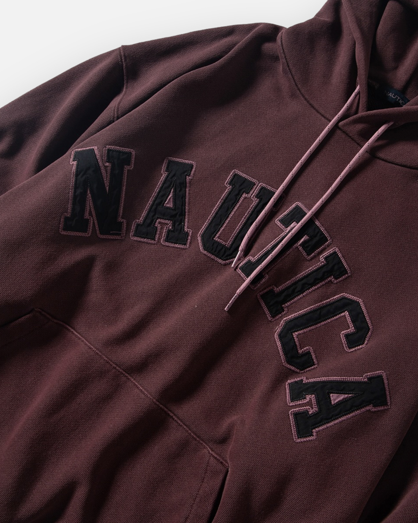NAUTICA KNIT ACTIVE HEAVY WEIGHT SWEAT GARMENT DYED ARCHLOGO HOODIE (BURGUNDY, 6WW)