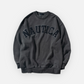 NAUTICA KNIT ACTIVE HEAVY WEIGHT SWEAT GARMENT DYED ARCHLOGO CREW (CHARCOAL, 01C)