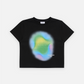RAINBOW GRADATION ARTWORK CROP TOP SHORT SLEEVE T-SHIRT BLACK