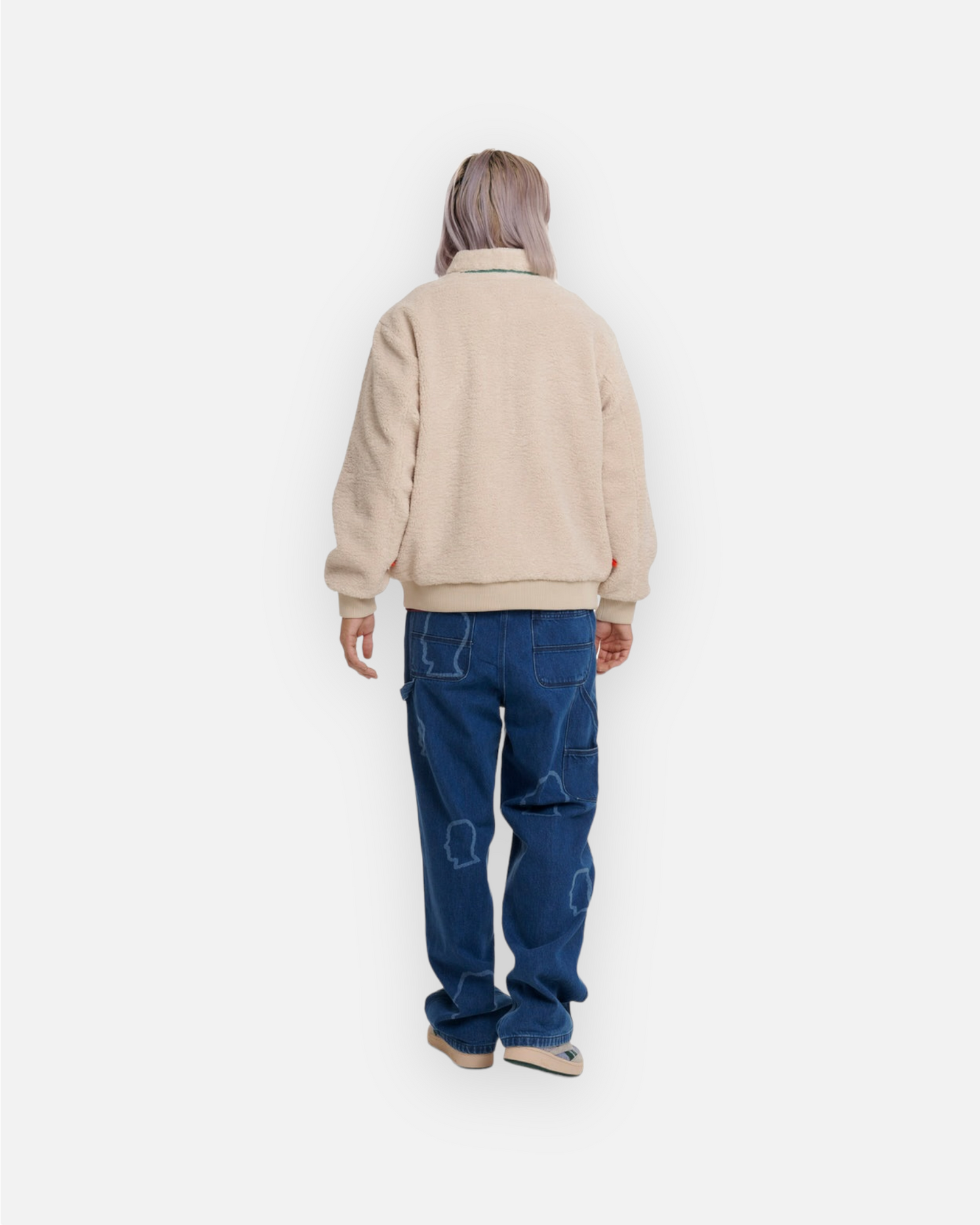 BRAIN DEAD YIN YANG HALF ZIP JACKET (CREAM)