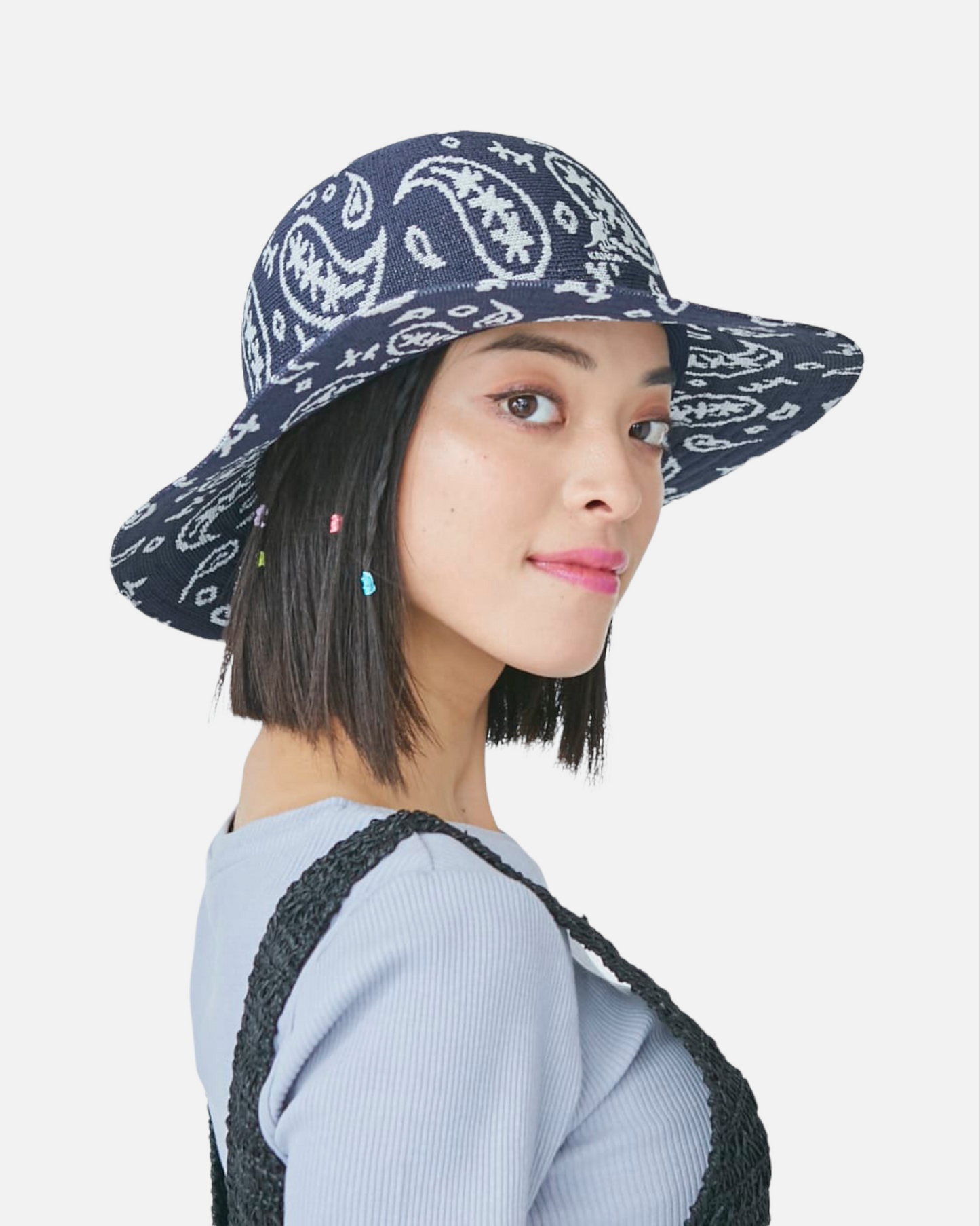 PAISLEY WIDE BRIM CASUAL (DARK BLUE/WHITE)