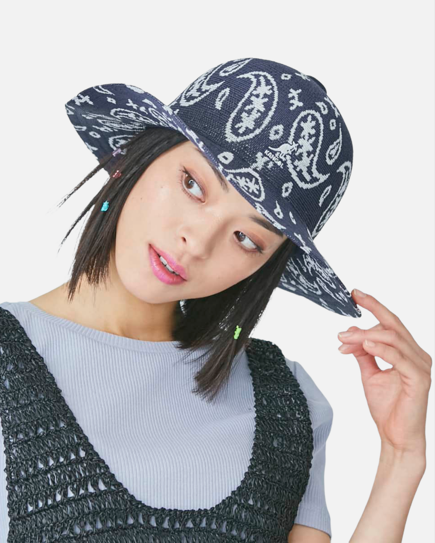 PAISLEY WIDE BRIM CASUAL (DARK BLUE/WHITE)