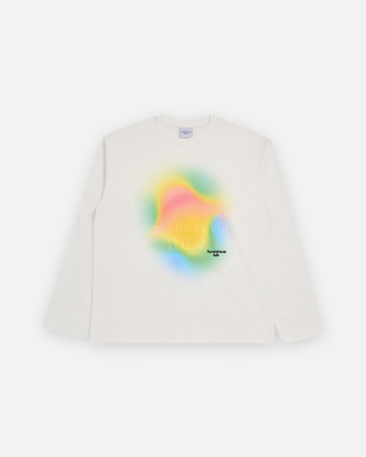 RAINBOW GRADATION ARTWORK LONG SLEEVE T-SHIRT CREAM