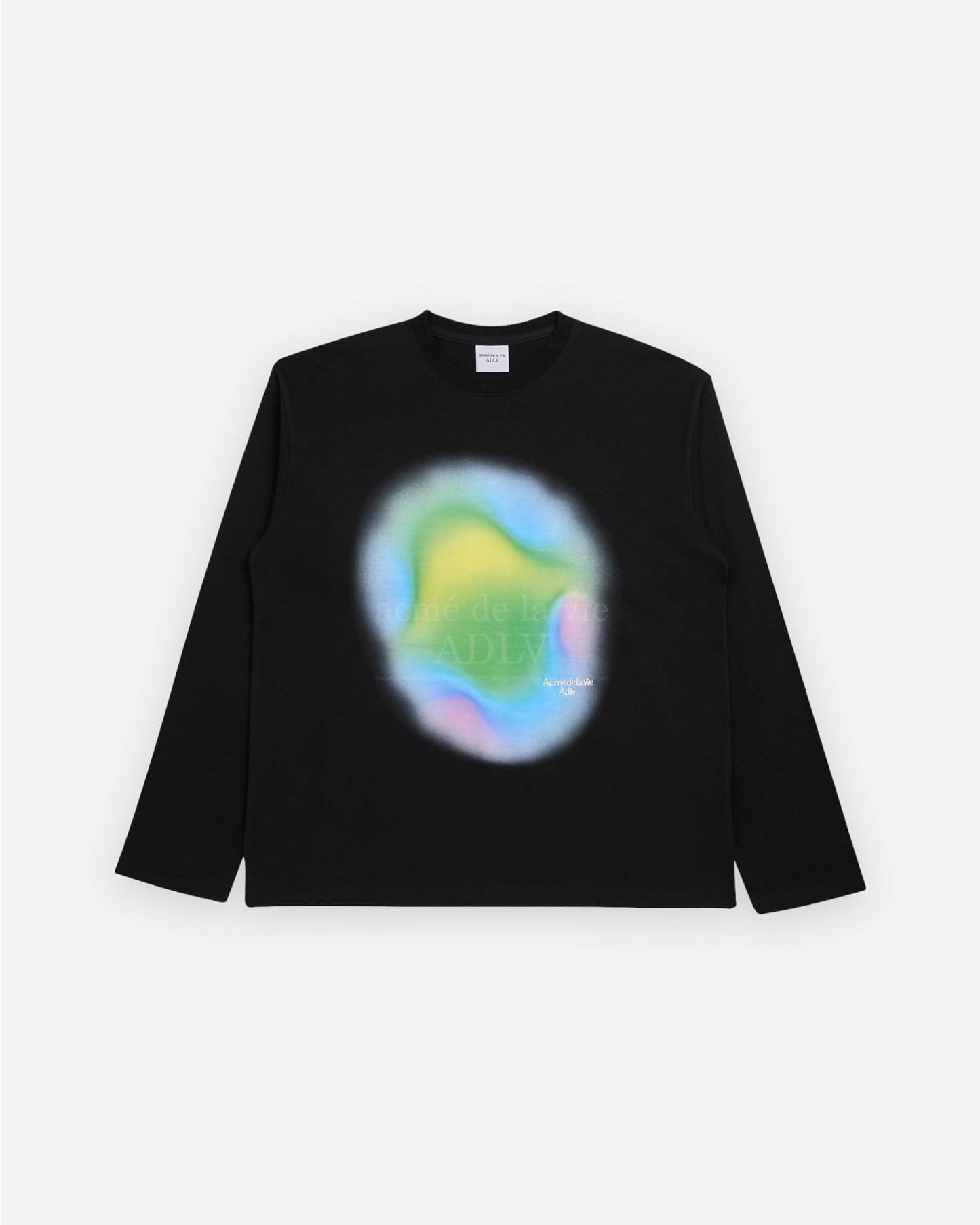 RAINBOW GRADATION ARTWORK LONG SLEEVE T-SHIRT BLACK