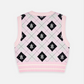 ADLV x LISA A LOGO PATTERN ARGYLE KINT VEST (PINK)