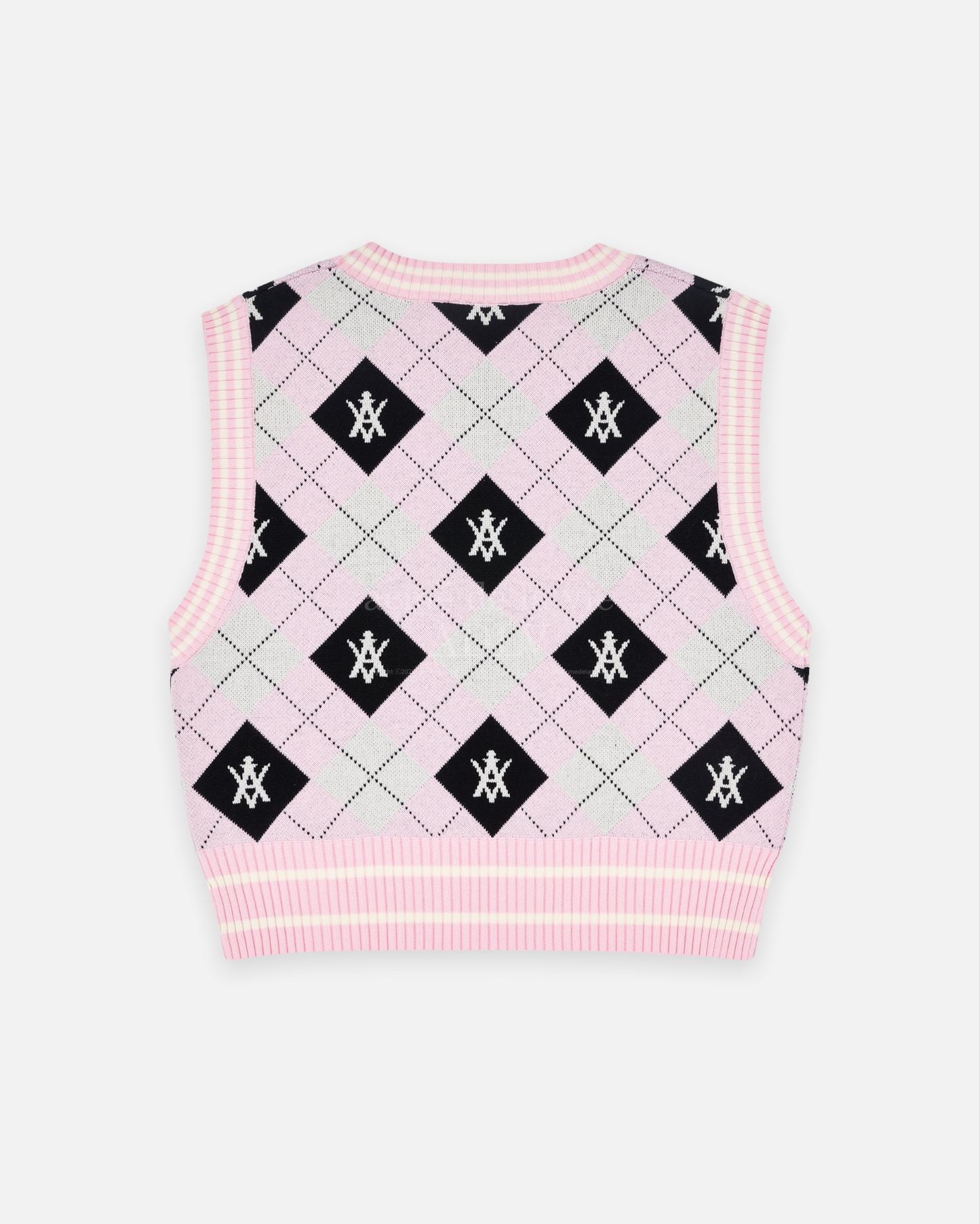 ADLV x LISA A LOGO PATTERN ARGYLE KINT VEST (PINK)