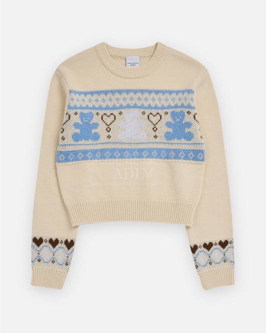 NORDIC BEAR PATTERN KNIT IVORY