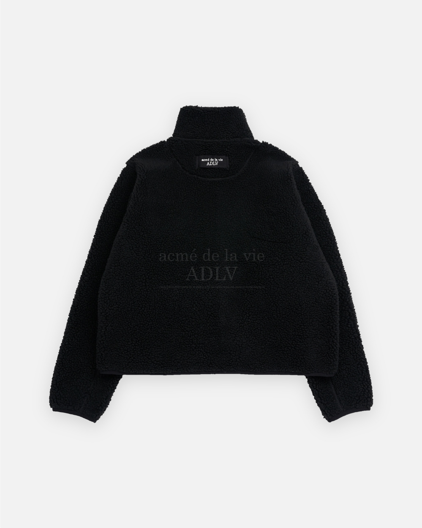 A LOGO EMBLEM BOUCLE FLEECE JACKET BLACK