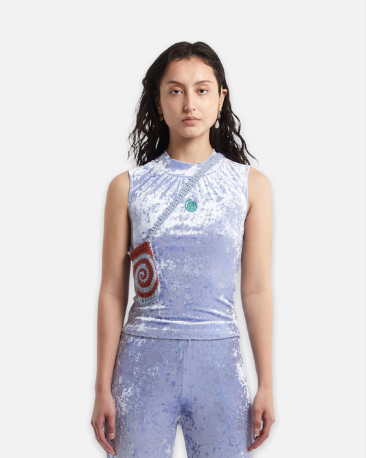 PAM PLUSH PORTAL SLEEVELESS TOP (ICE BLUE)