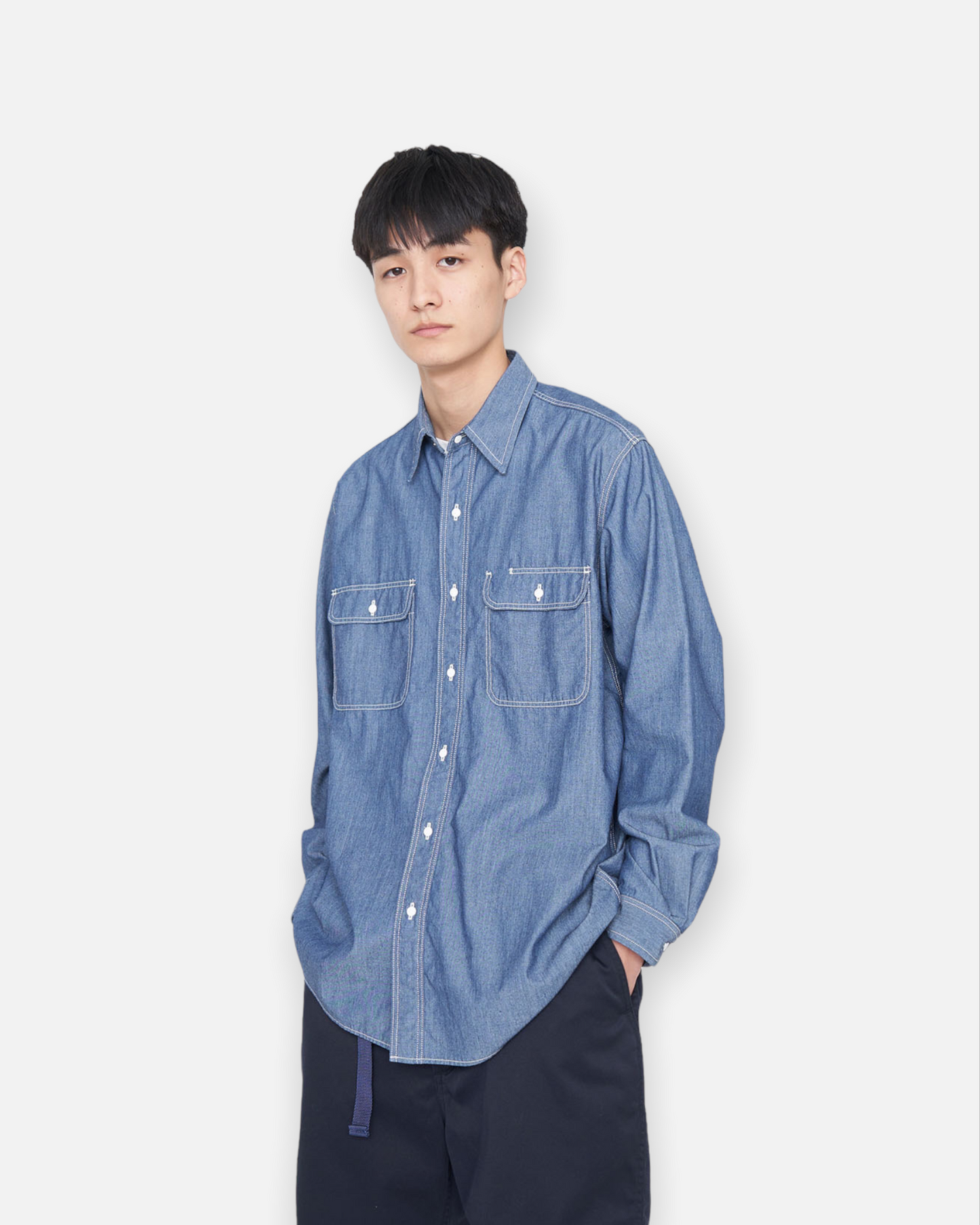 NANAMICA REGULAR COLLAR WIND SHIRT (INDIGO)