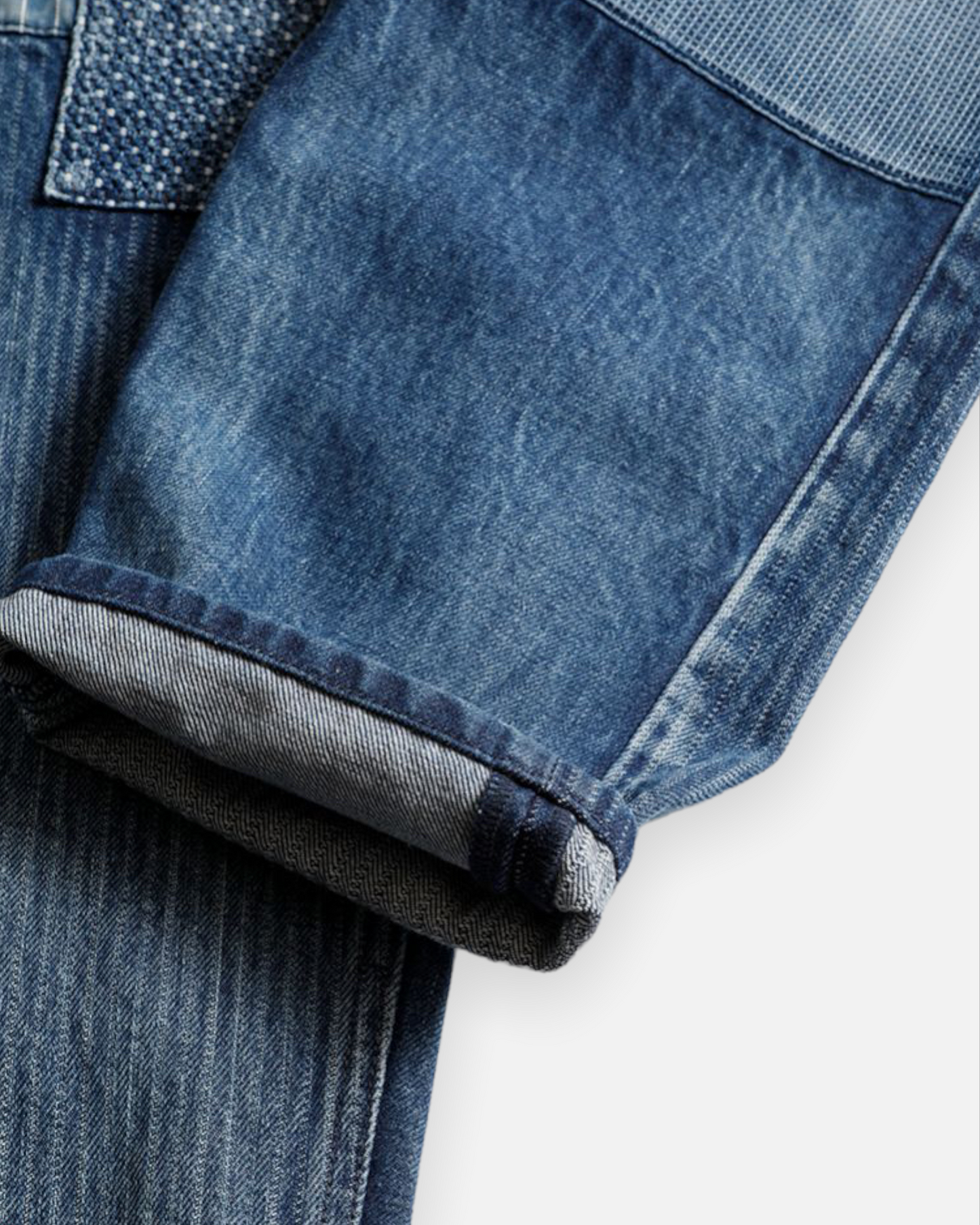 FDMTL PATCHWORK PANTS 3YR WASH (INDIGO)