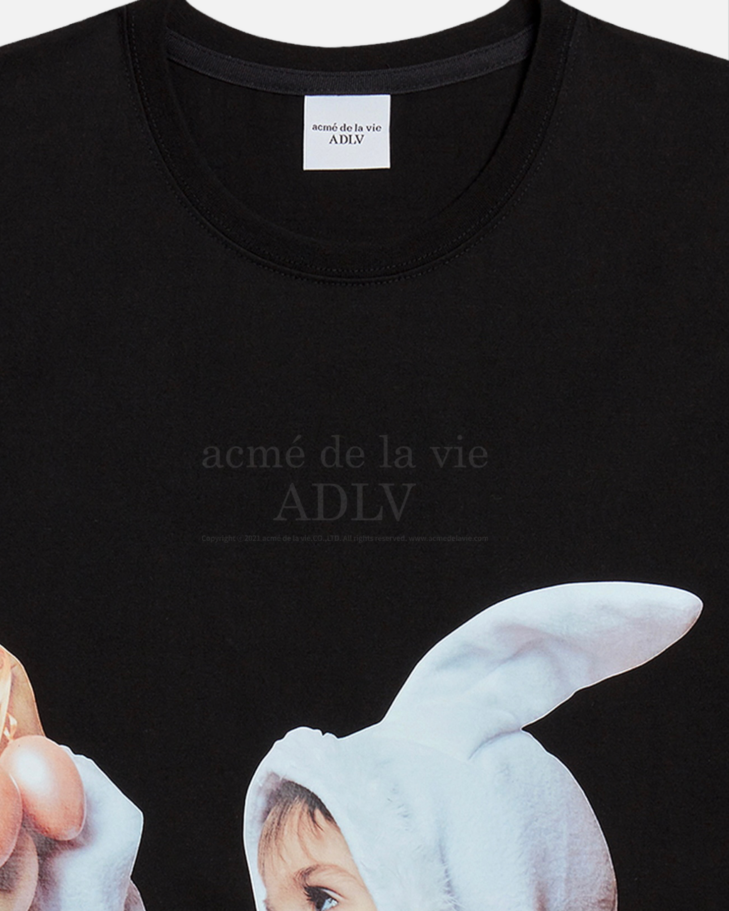 ADLV BABY FACE SHORT SLEEVE T-SHIRT BLACK RABBIT (BLACK)