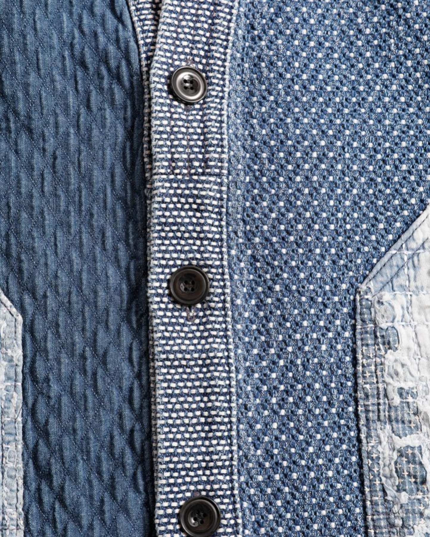 FDMTL BORO PATCHWORK CARDIGAN 5YR WASH (INDIGO)