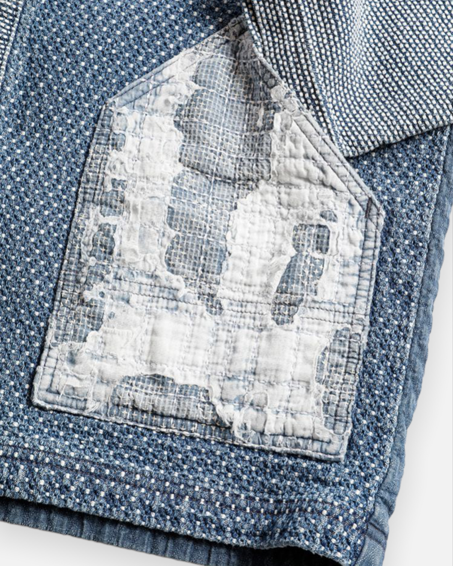FDMTL BORO PATCHWORK CARDIGAN 5YR WASH (INDIGO)