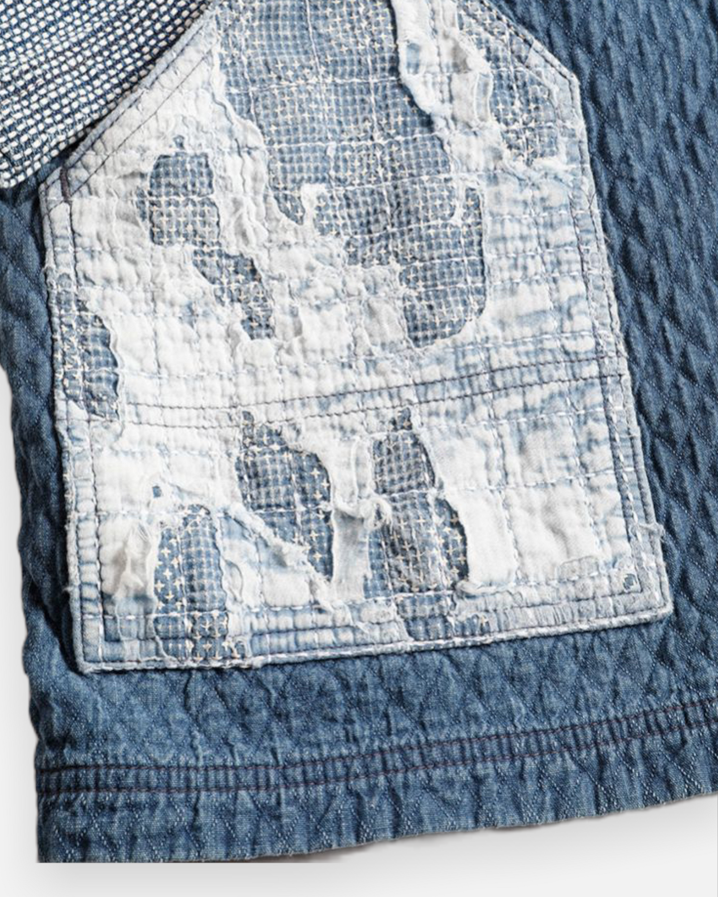 FDMTL BORO PATCHWORK CARDIGAN 5YR WASH (INDIGO)
